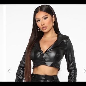 Brand new never worn leather crop blazer